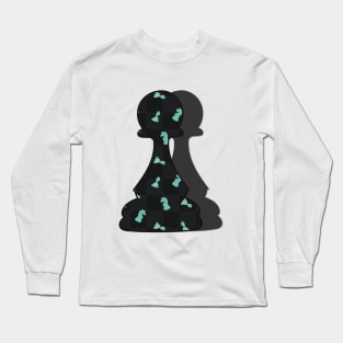 Сhess piece - pawn - black and blue colors pattern Long Sleeve T-Shirt